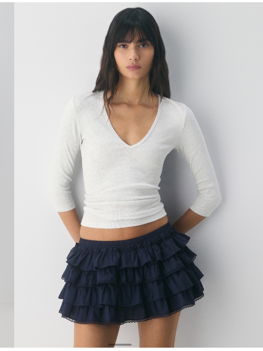 Sunday Best Navy Layered Ruffle Mini Skort